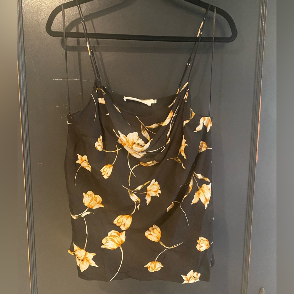 Black floral cowl neck camisole